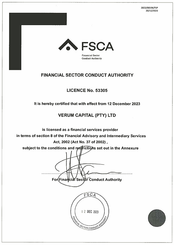 verum capital fsca licence